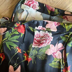Satin Floral Midi Skirt